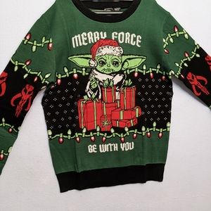 Men's Christmas ugly baby Yoda sweater Merry force be with you size L